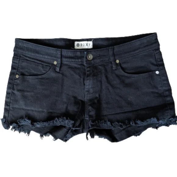 Roxy Black Denim Cutoff Short Shorts Size 28 - Picture 2 of 8